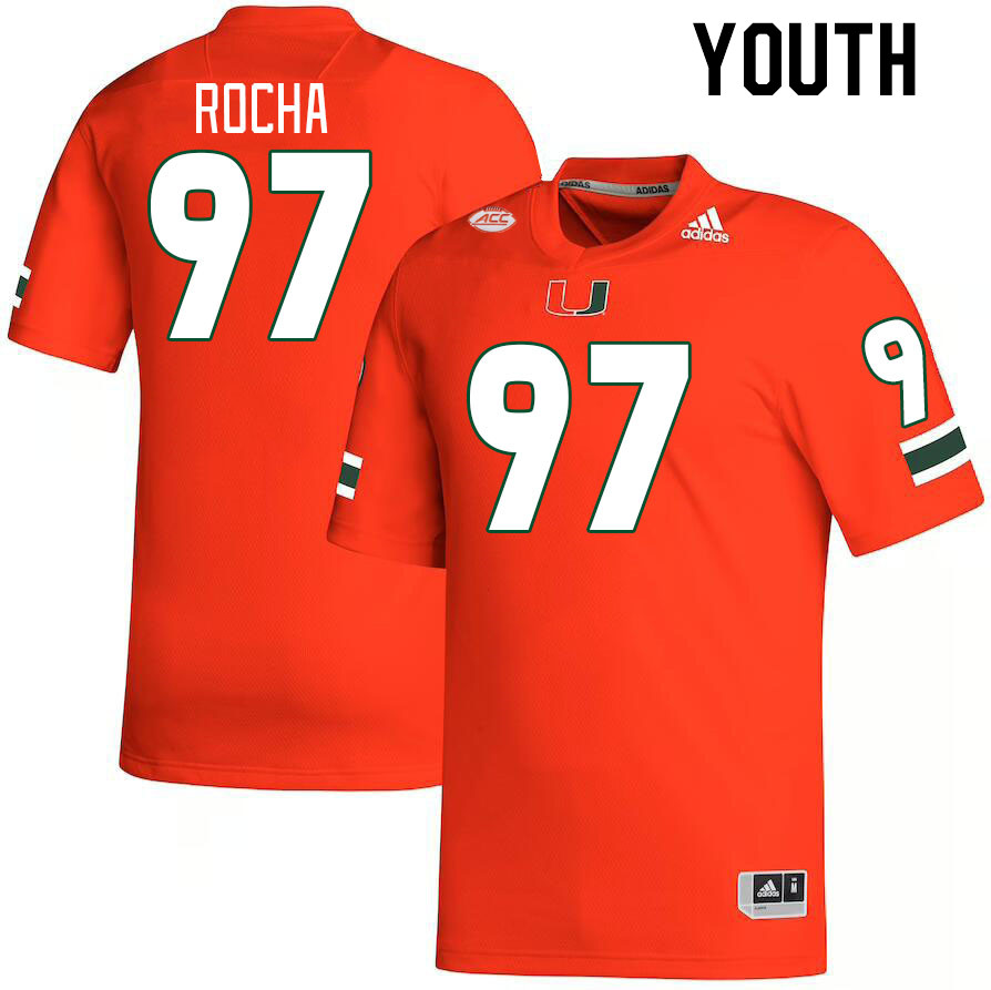 Youth #97 Will Rocha Miami Hurricanes College Football Jerseys Stitched-Orange